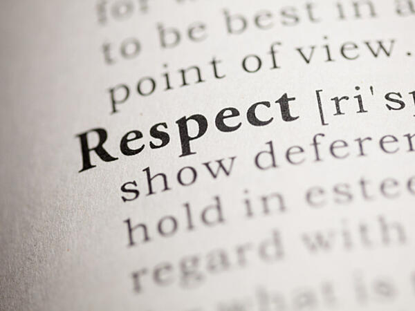 close-up of dictionary definition of 'respect'